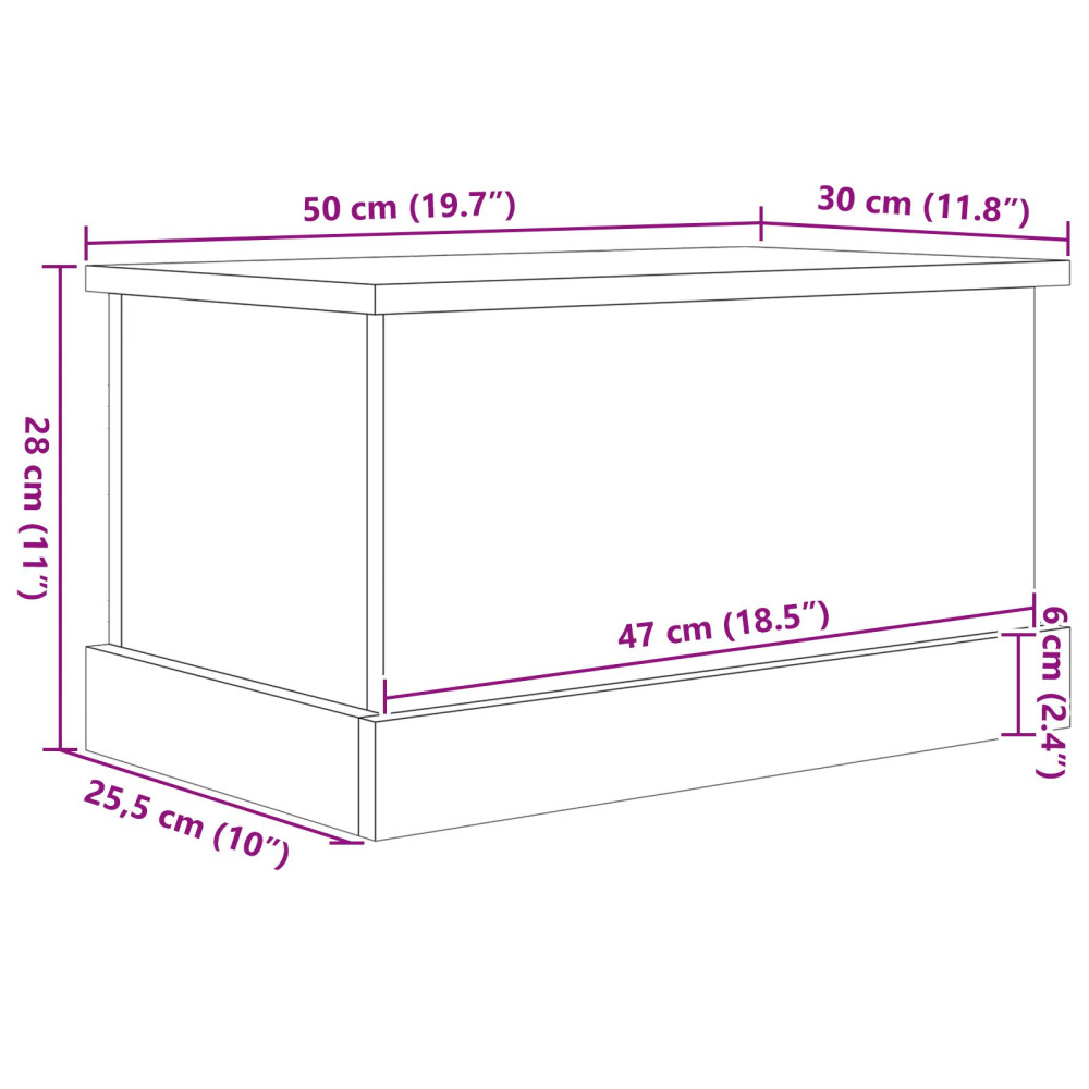 Produktbild för Förvaringslåda Svart ek 50 x 30 x 28 cm Konstruerat trä