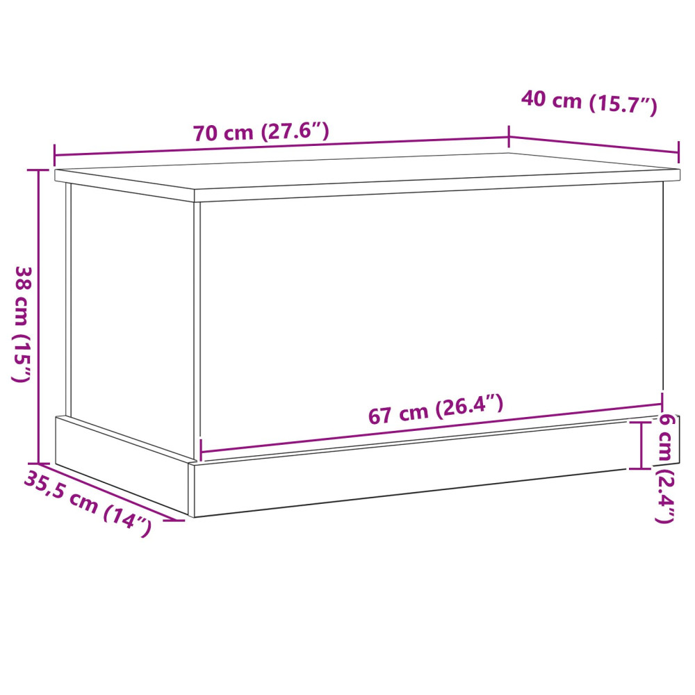 Produktbild för Förvaringslåda Svart ek 70 x 40 x 38 cm Konstruerat trä