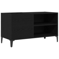 Produktbild för Skivskåp med hylla Svart Ek 84,5 x 38 x 48 cm Konstruerat trä
