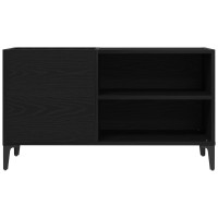 Produktbild för Skivskåp med hylla Svart Ek 84,5 x 38 x 48 cm Konstruerat trä