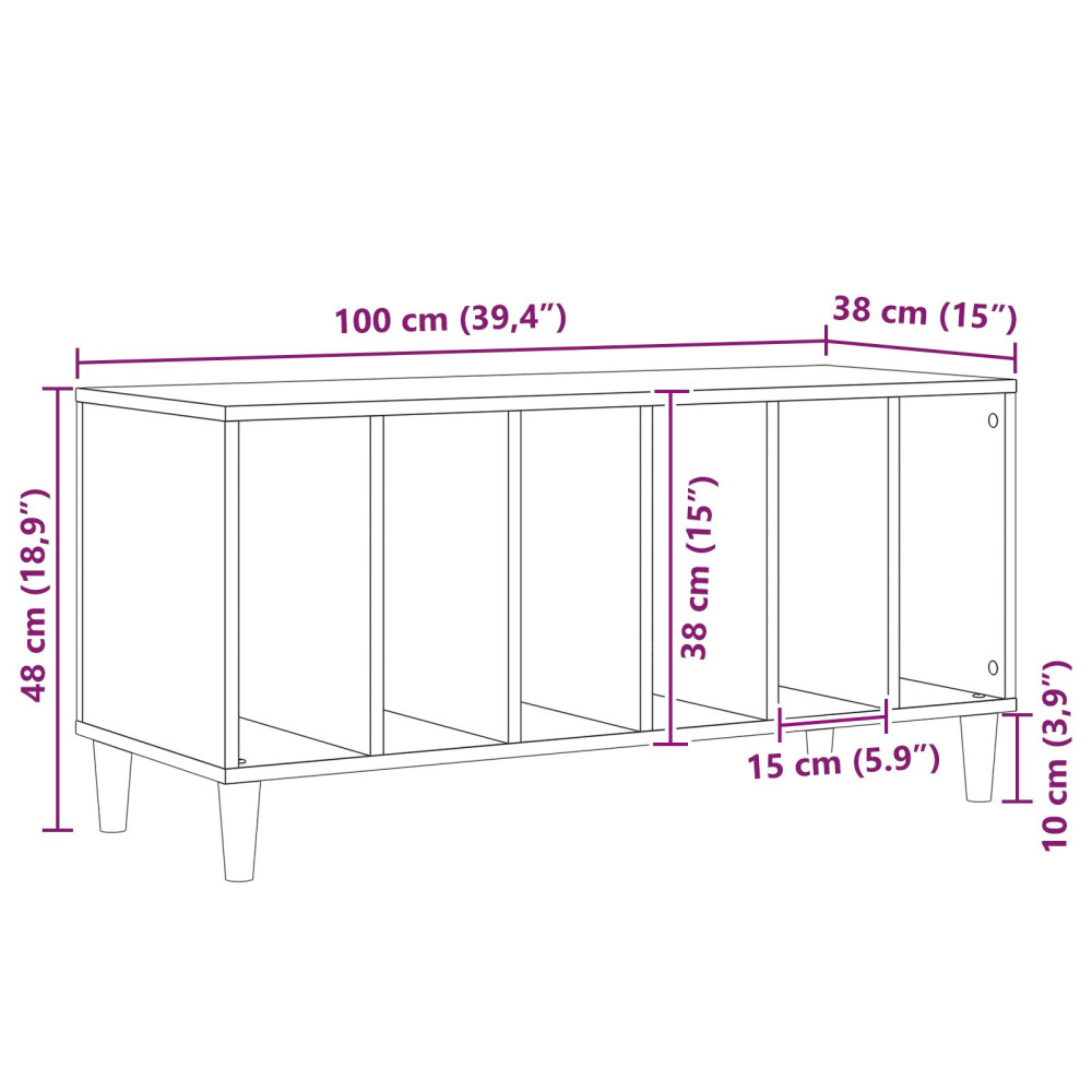 Produktbild för Skivskåp med hylla Svart Ek 100 x 38 x 48 cm Konstruerat trä