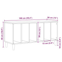 Produktbild för Skivskåp med hylla Svart Ek 100 x 38 x 48 cm Konstruerat trä