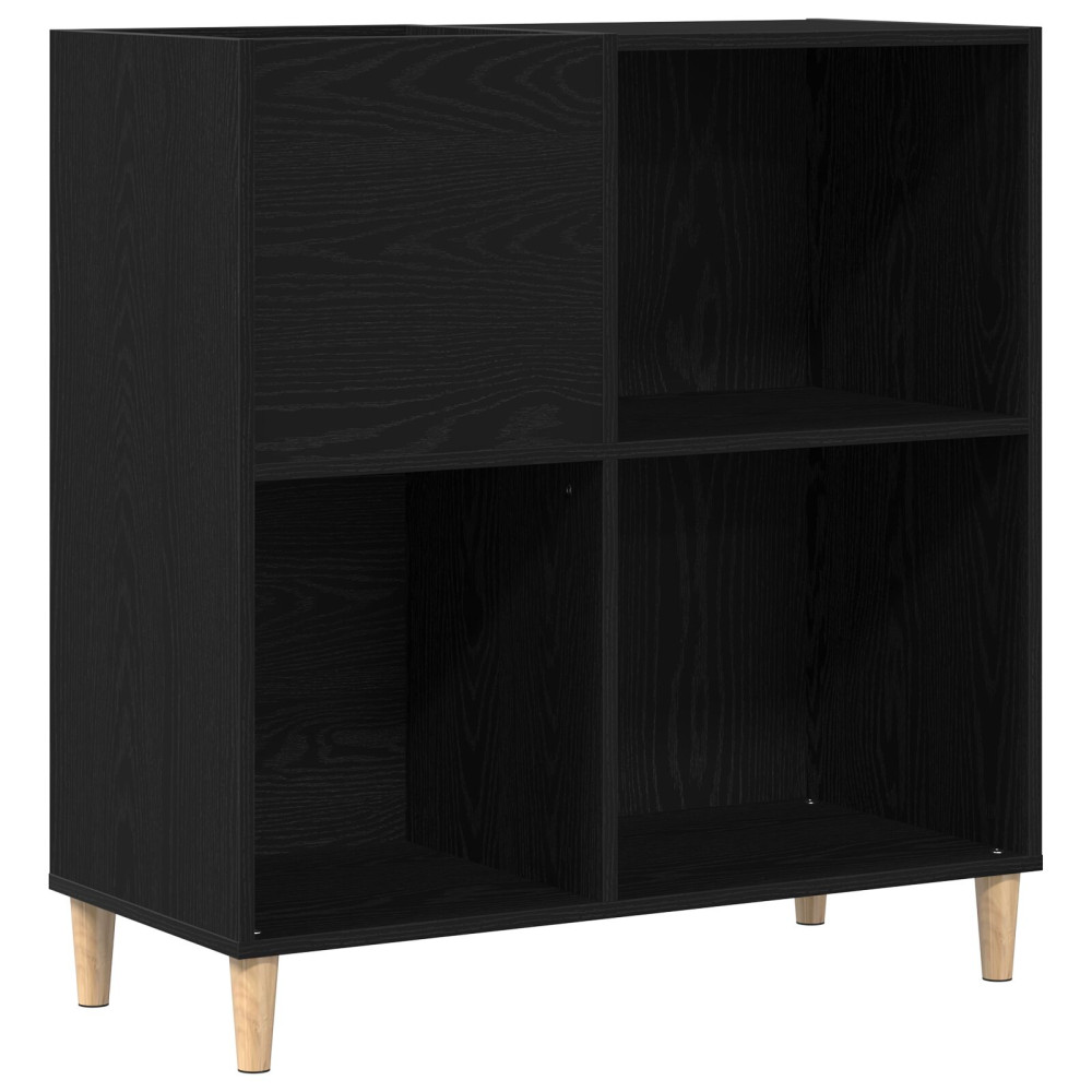 Produktbild för Skivskåp med hylla Svart Ek 84,5 x 38 x 89 cm Konstruerat trä