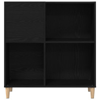 Produktbild för Skivskåp med hylla Svart Ek 84,5 x 38 x 89 cm Konstruerat trä