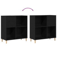 Produktbild för Skivskåp med hylla Svart Ek 84,5 x 38 x 89 cm Konstruerat trä