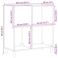 Produktbild för Skivskåp med hylla Svart Ek 84,5 x 38 x 89 cm Konstruerat trä