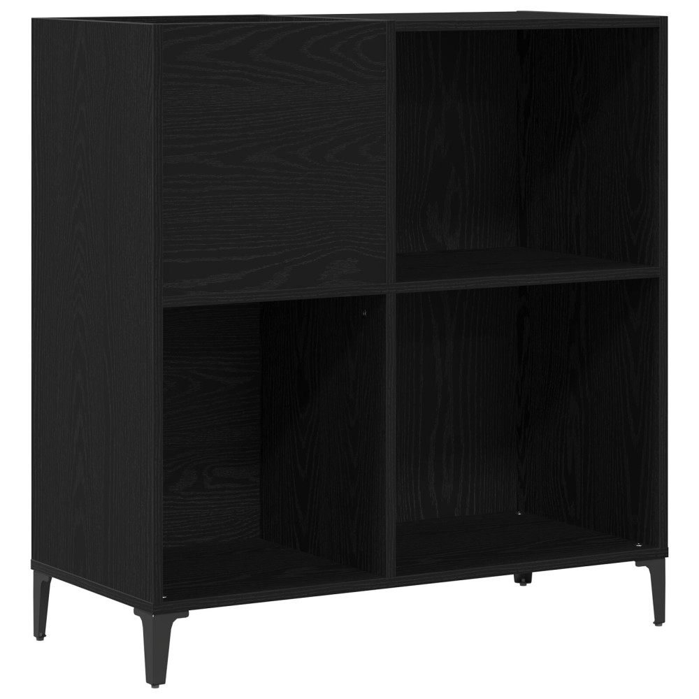 Produktbild för Skivskåp med hylla Svart Ek 84,5 x 38 x 89 cm Konstruerat trä