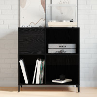 Produktbild för Skivskåp med hylla Svart Ek 84,5 x 38 x 89 cm Konstruerat trä