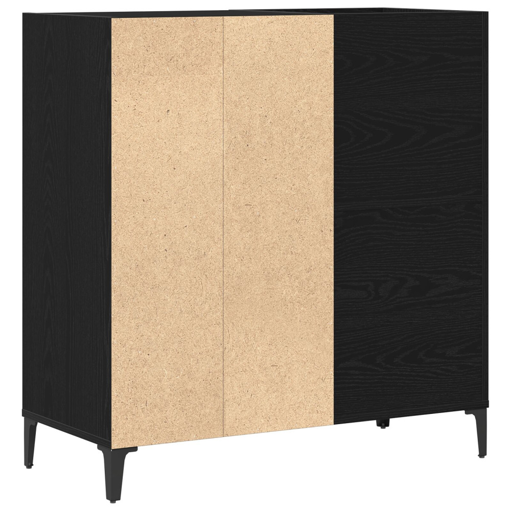 Produktbild för Skivskåp med hylla Svart Ek 84,5 x 38 x 89 cm Konstruerat trä