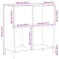 Produktbild för Skivskåp med hylla Svart Ek 84,5 x 38 x 89 cm Konstruerat trä