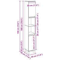 Produktbild för Badrumsskåp med hylla Svart Ek 30 x 30 x 190 cm Konstruerat trä