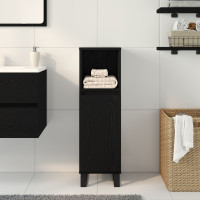 Produktbild för Badrumsskåp med hylla Svart Ek 30 x 30 x 100 cm Konstruerat trä