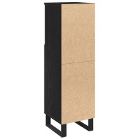 Produktbild för Badrumsskåp med hylla Svart Ek 30 x 30 x 100 cm Konstruerat trä