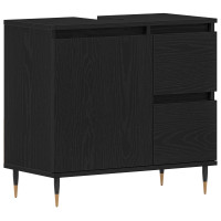 Produktbild för Badrumsskåp med låda Svart Ek 65 x 33 x 60 cm Konstruerat trä