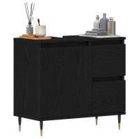 Produktbild för Badrumsskåp med låda Svart Ek 65 x 33 x 60 cm Konstruerat trä