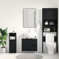 Produktbild för Badrumsskåp med låda Svart Ek 65 x 33 x 60 cm Konstruerat trä