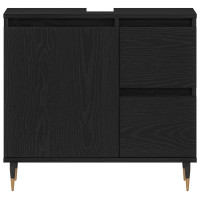 Produktbild för Badrumsskåp med låda Svart Ek 65 x 33 x 60 cm Konstruerat trä