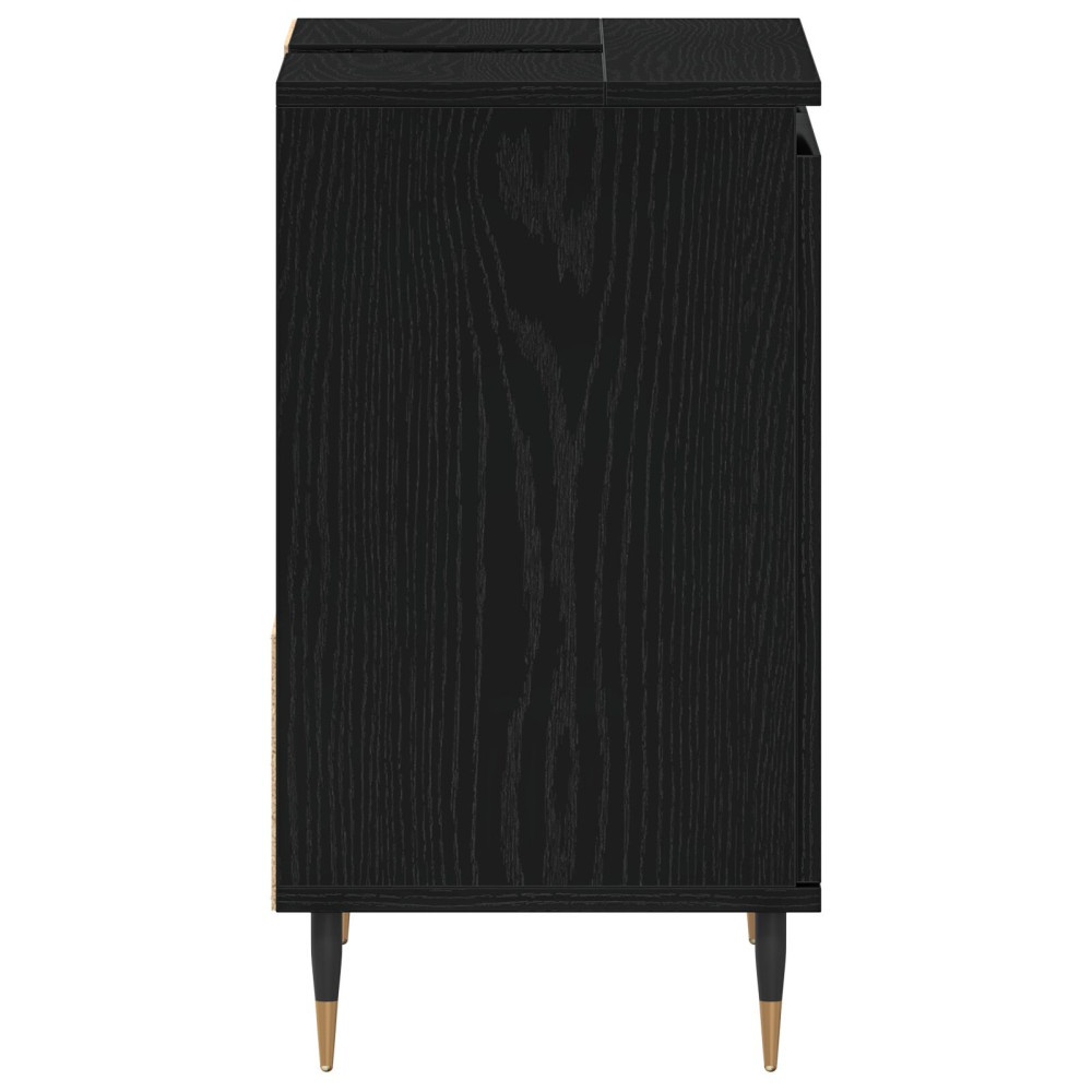 Produktbild för Badrumsskåp med låda Svart Ek 65 x 33 x 60 cm Konstruerat trä