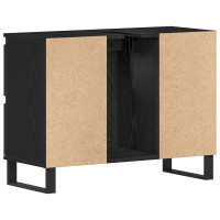 Produktbild för Badrumsskåp med låda Svart Ek 80 x 33 x 60 cm Konstruerat trä