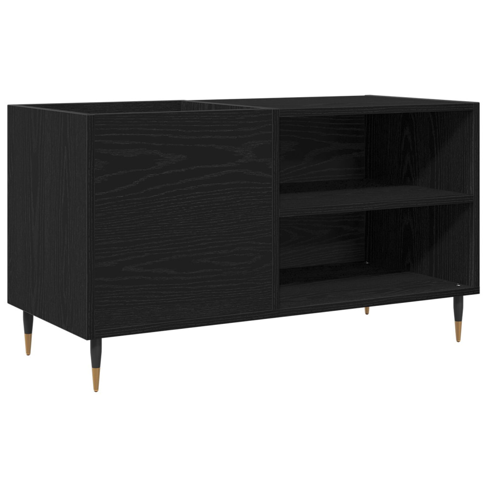 Produktbild för Skivskåp med hylla Svart Ek 85 x 38 x 48 cm Konstruerat trä