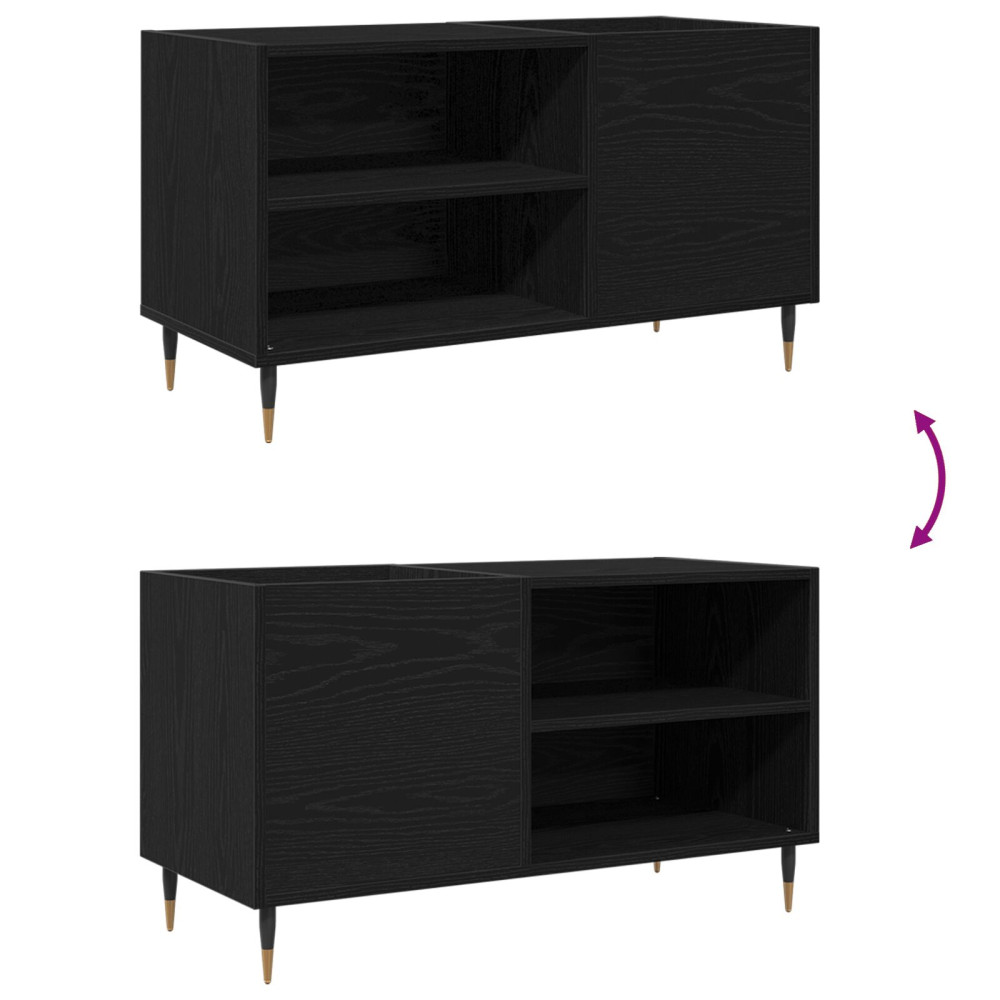 Produktbild för Skivskåp med hylla Svart Ek 85 x 38 x 48 cm Konstruerat trä