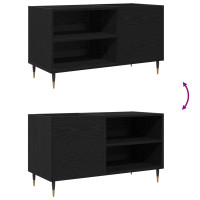 Produktbild för Skivskåp med hylla Svart Ek 85 x 38 x 48 cm Konstruerat trä