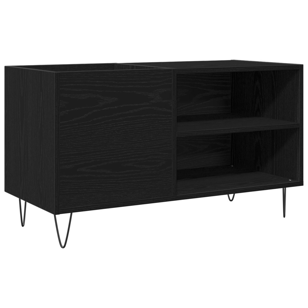 Produktbild för Skivskåp med hylla Svart Ek 85 x 38 x 48 cm Konstruerat trä