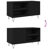 Produktbild för Skivskåp med hylla Svart Ek 85 x 38 x 48 cm Konstruerat trä