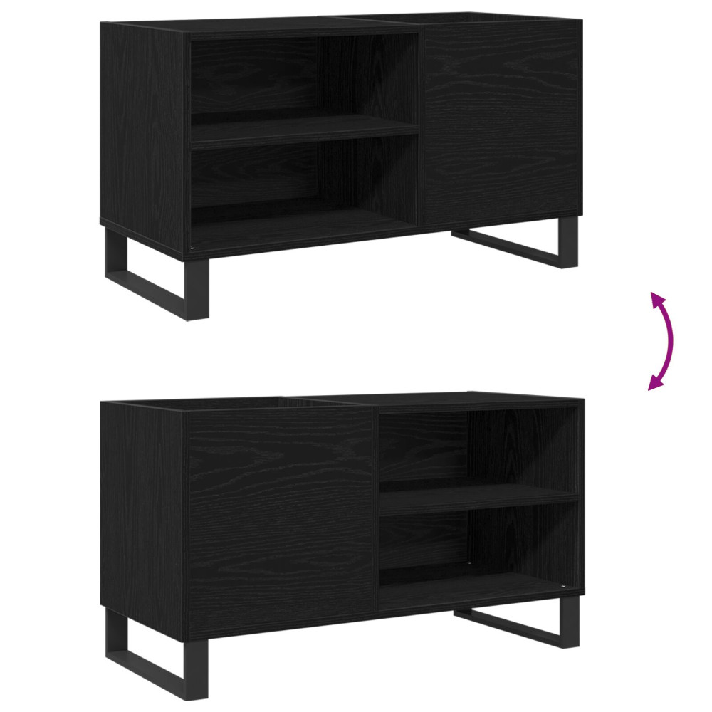 Produktbild för Skivskåp med hylla Svart Ek 85 x 38 x 48 cm Konstruerat trä