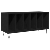 Produktbild för Skivskåp med hylla Svart Ek 100 x 38 x 48 cm Konstruerat trä