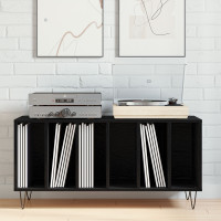 Produktbild för Skivskåp med hylla Svart Ek 100 x 38 x 48 cm Konstruerat trä