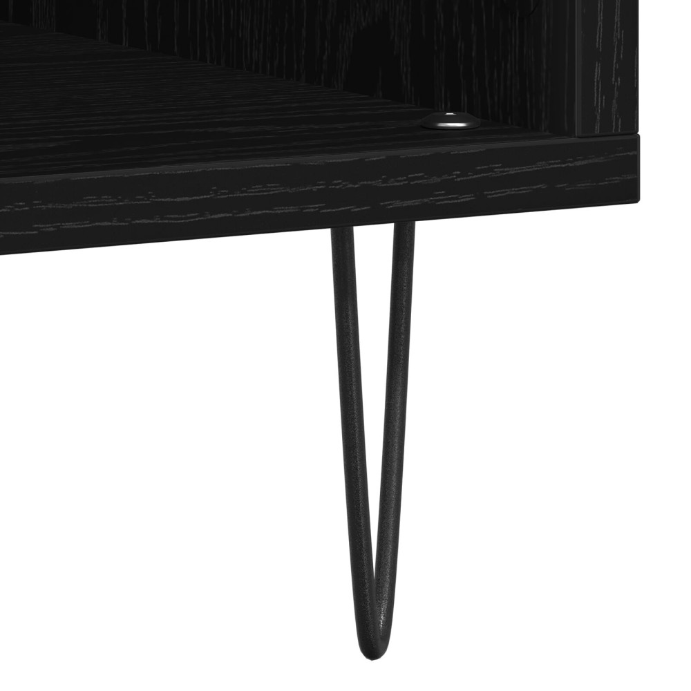 Produktbild för Skivskåp med hylla Svart Ek 100 x 38 x 48 cm Konstruerat trä