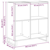 Produktbild för Skivskåp med hylla artisan ek 84,5 x 38 x 89 cm Konstruerat trä