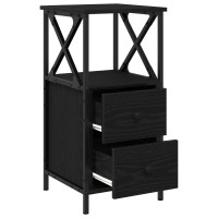 Produktbild för Nattduksbord 2 pcs Svart Ek 34 x 35,5 x 70 cm Konstruerat trä