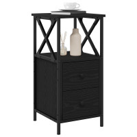 Produktbild för Nattduksbord 2 pcs Svart Ek 34 x 35,5 x 70 cm Konstruerat trä