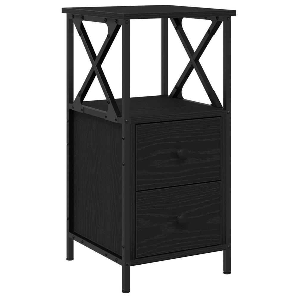 Produktbild för Nattduksbord 2 pcs Svart Ek 34 x 35,5 x 70 cm Konstruerat trä