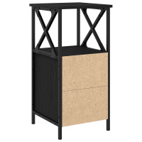 Produktbild för Nattduksbord 2 pcs Svart Ek 34 x 35,5 x 70 cm Konstruerat trä