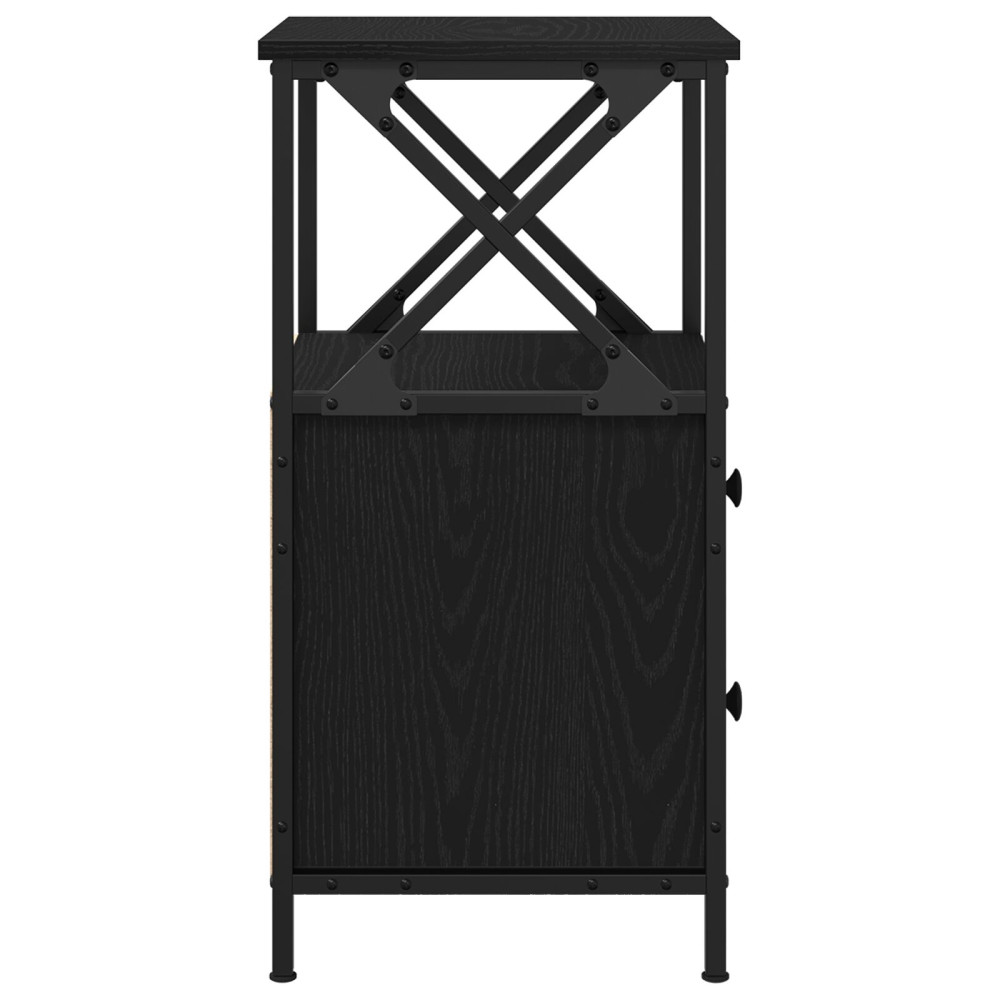 Produktbild för Nattduksbord 2 pcs Svart Ek 34 x 35,5 x 70 cm Konstruerat trä