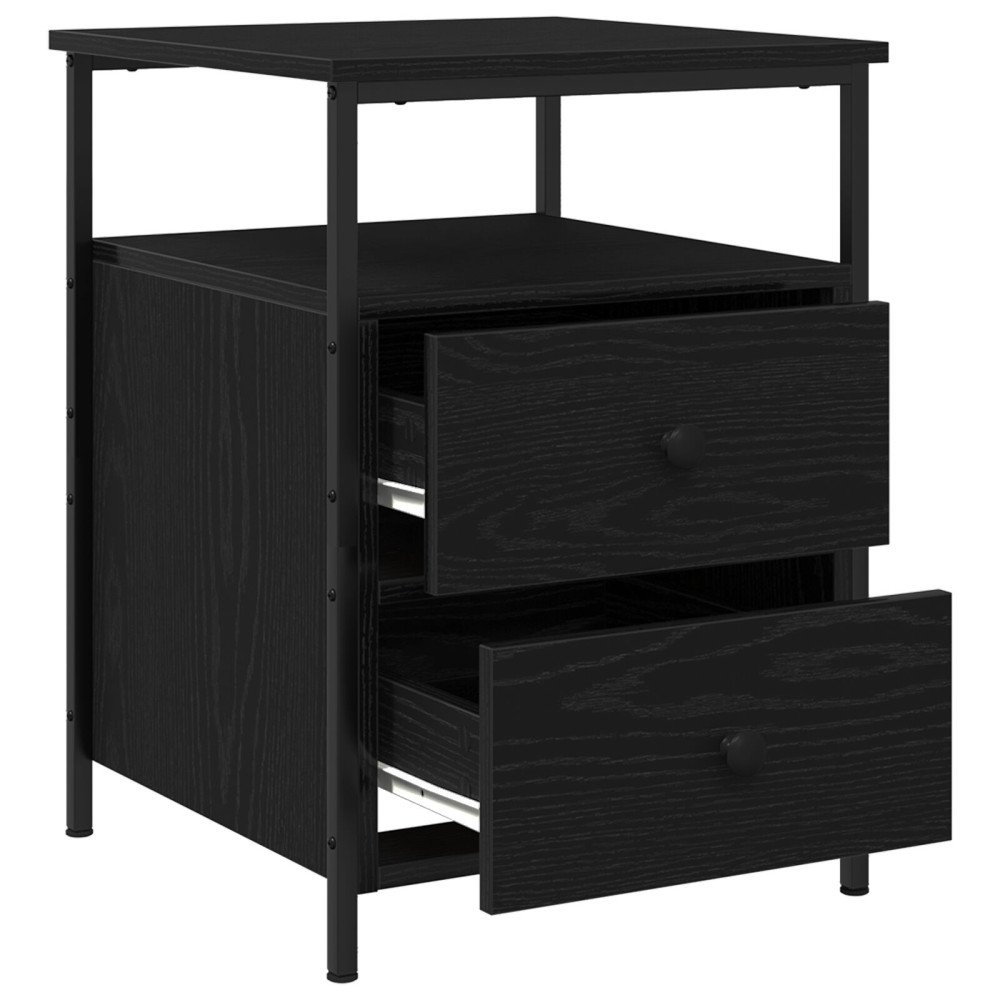Produktbild för Nattduksbord 2 pcs Svart Ek 34 x 35,5 x 50 cm Konstruerat trä