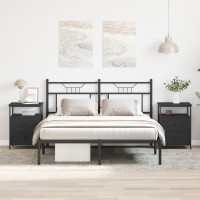 Produktbild för Nattduksbord 2 pcs Svart Ek 34 x 35,5 x 50 cm Konstruerat trä