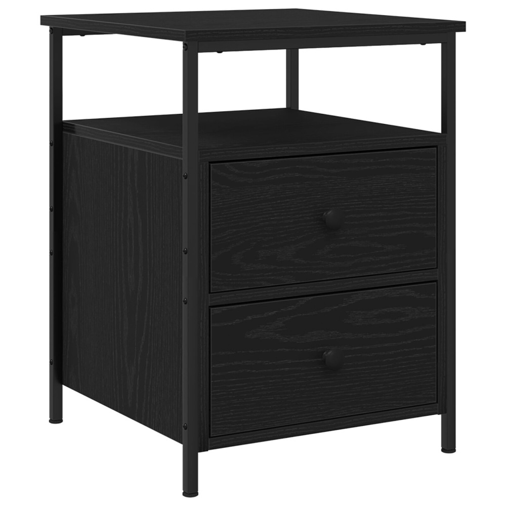 Produktbild för Nattduksbord 2 pcs Svart Ek 34 x 35,5 x 50 cm Konstruerat trä