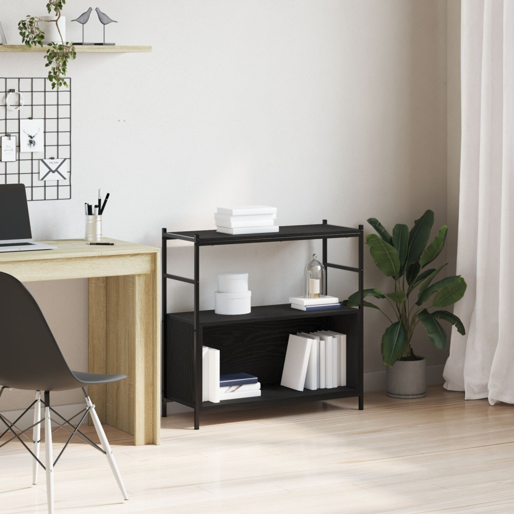 Produktbild för Hyllsystem Svart ek 80 x 30 x 78.5 cm Konstruerat trä