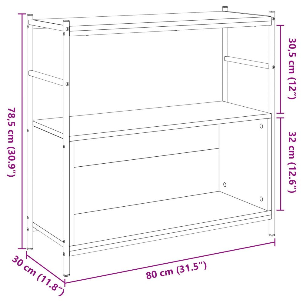 Produktbild för Hyllsystem Svart ek 80 x 30 x 78.5 cm Konstruerat trä