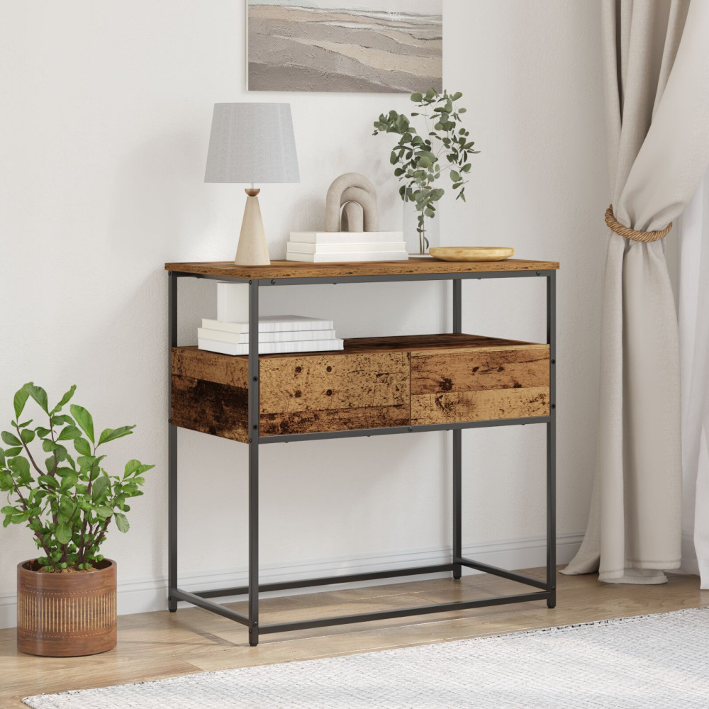 Produktbild för Konsolbord med låda Gammalt trä 75 x 40 x 75 cm Konstruerat trä