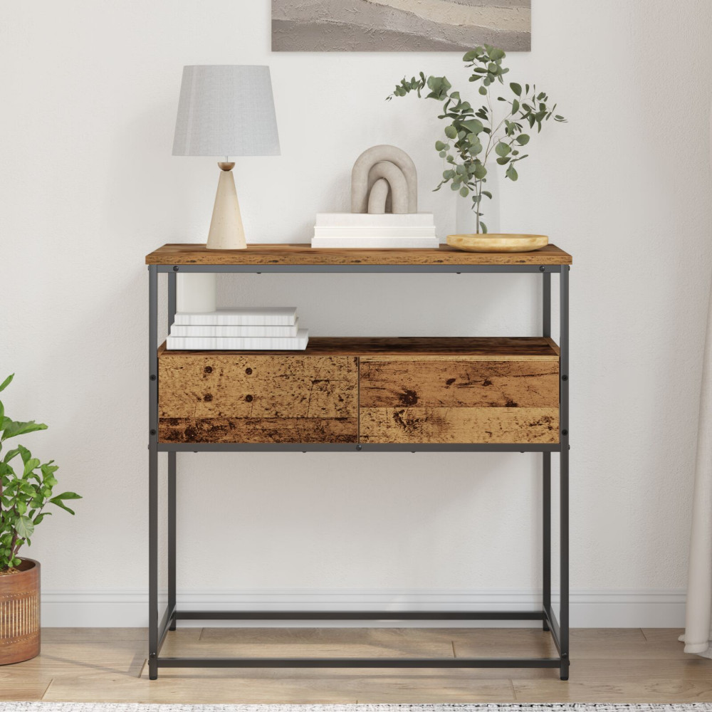 Produktbild för Konsolbord med låda Gammalt trä 75 x 40 x 75 cm Konstruerat trä