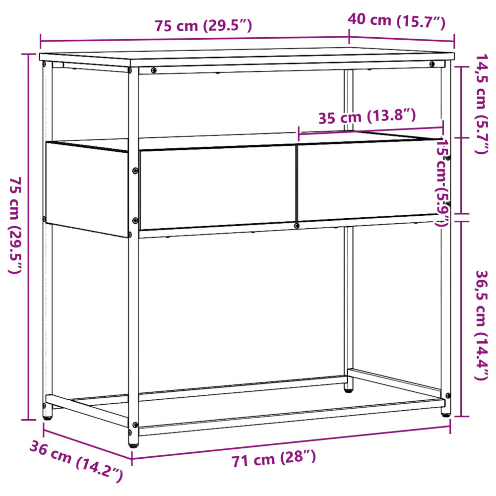 Produktbild för Konsolbord med låda Gammalt trä 75 x 40 x 75 cm Konstruerat trä