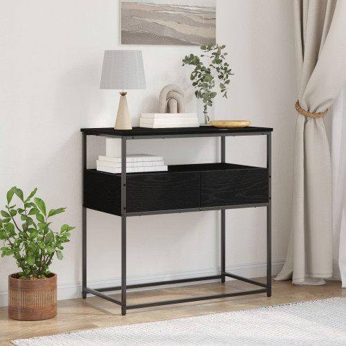 vidaXL Konsolbord med låda Svart Ek 75 x 40 x 75 cm Konstruerat trä