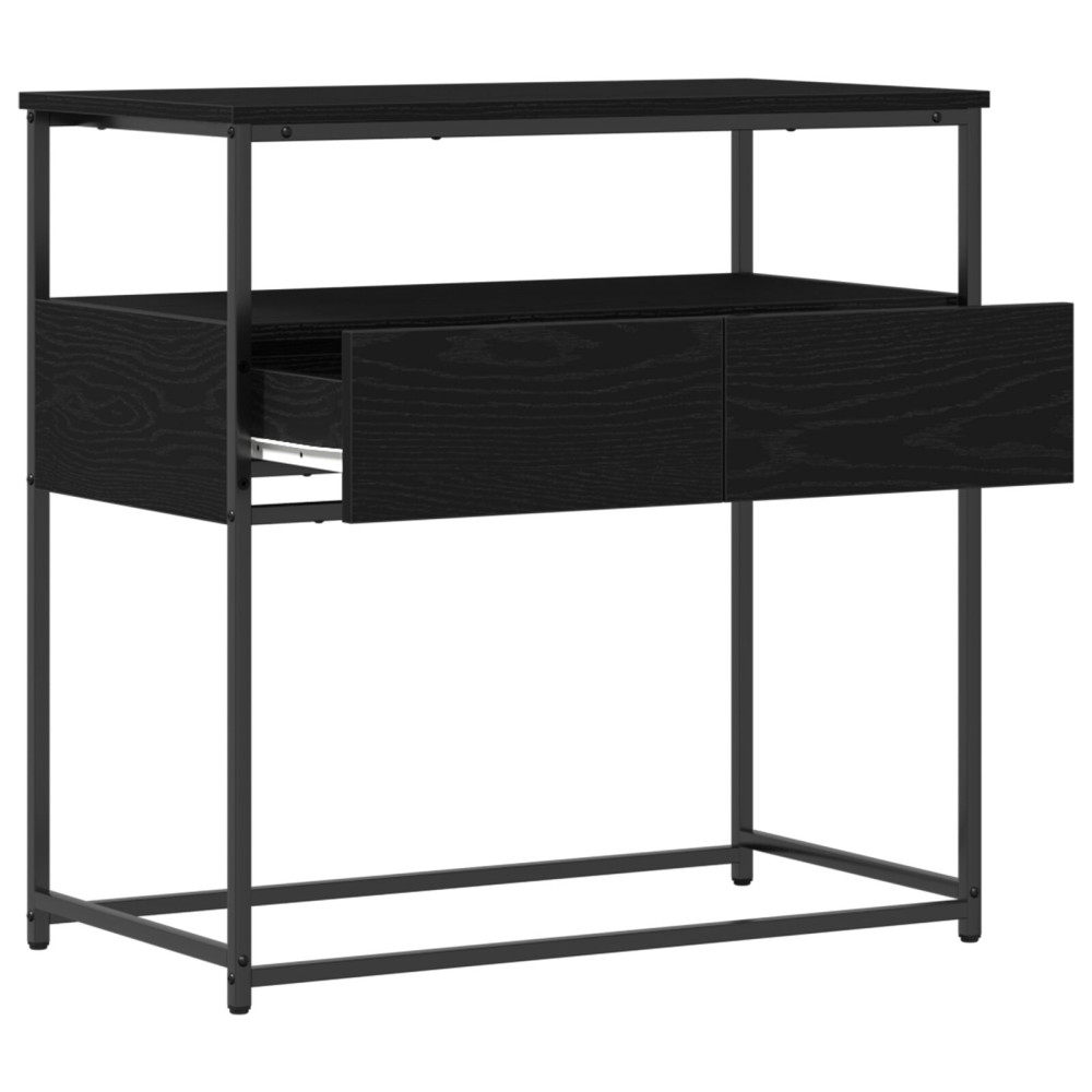 Produktbild för Konsolbord med låda Svart Ek 75 x 40 x 75 cm Konstruerat trä