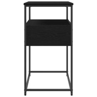 Produktbild för Konsolbord med låda Svart Ek 75 x 40 x 75 cm Konstruerat trä