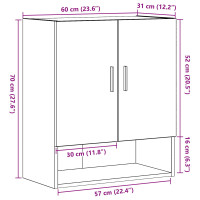 Produktbild för Väggmonterat skåp Svart Ek 60 x 31 x 70 cm Konstruerat trä